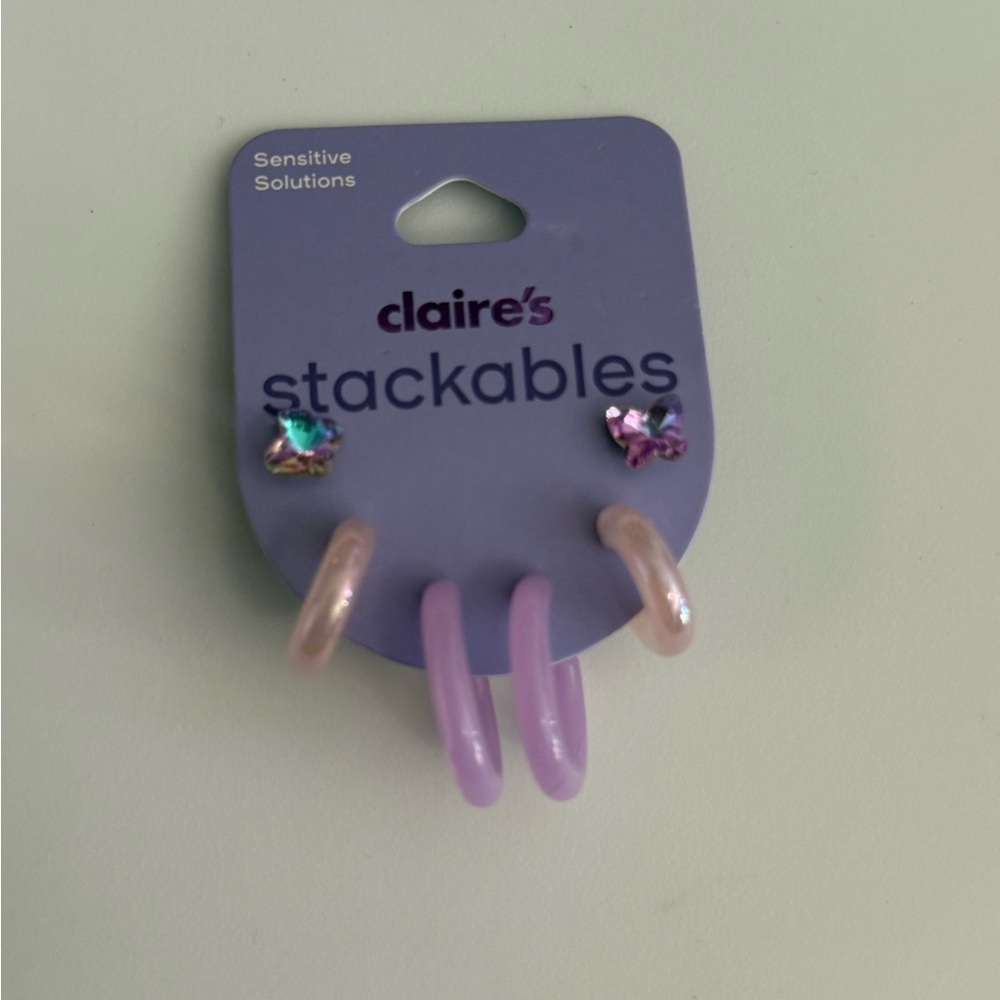 Claire's Stackables Kids Earrings - Multicolor and Lavender